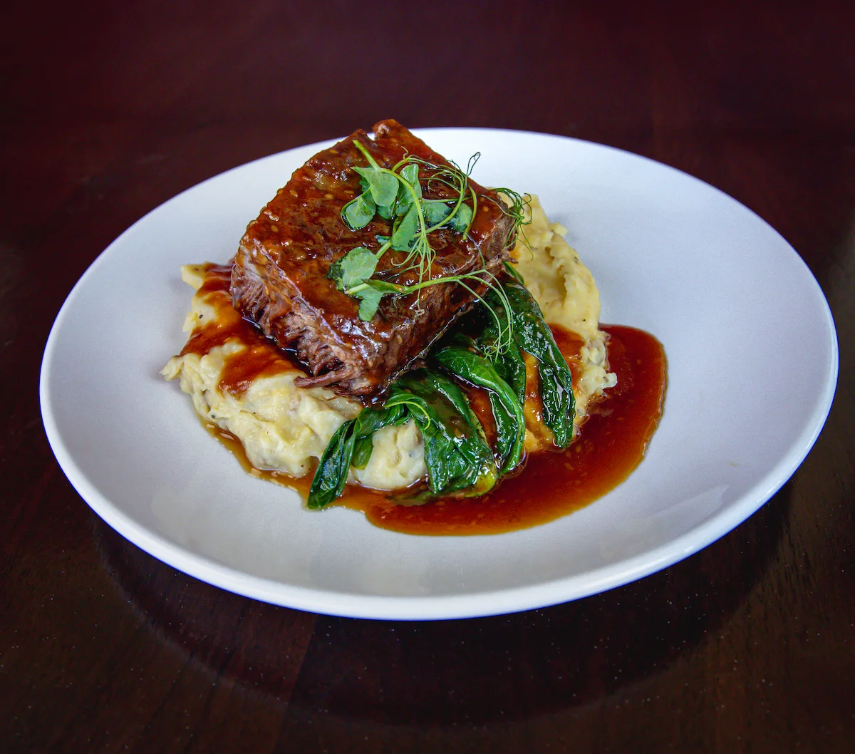 Boneless Kalbi with Ulu Mashed Potatoes from Pounders Restaurant