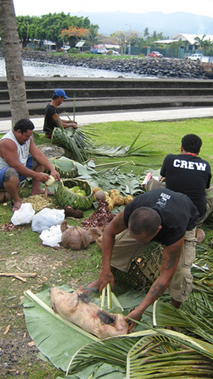 Samoan men cooking courtesy of flickr