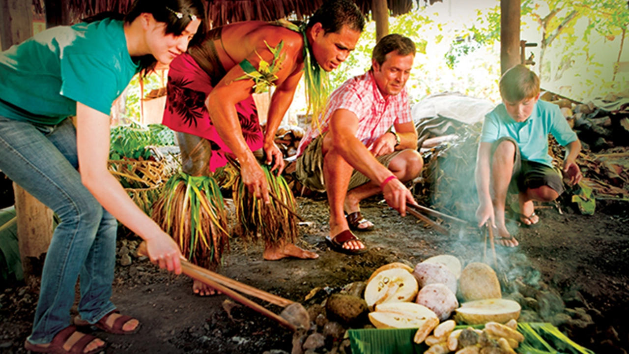 Samoan cooking activity at the Polynesian Cultural Center.