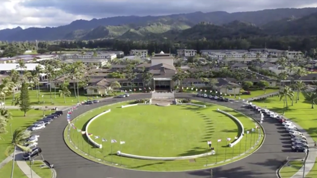 The Brigham Young University &ndash; Hawaii campus sits to the west of the Polynesian Cultural Center. Photo courtesy of BYUH.