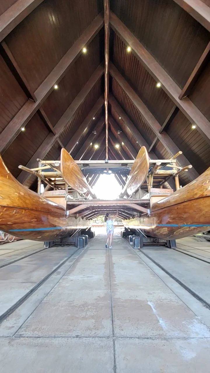 The Iosepa, a large Hawaiian double-hull canoe.