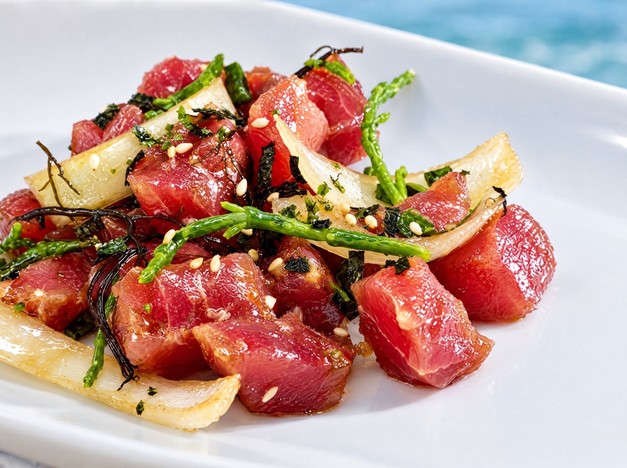 Ahi poke with sweet onion, limu and sesame