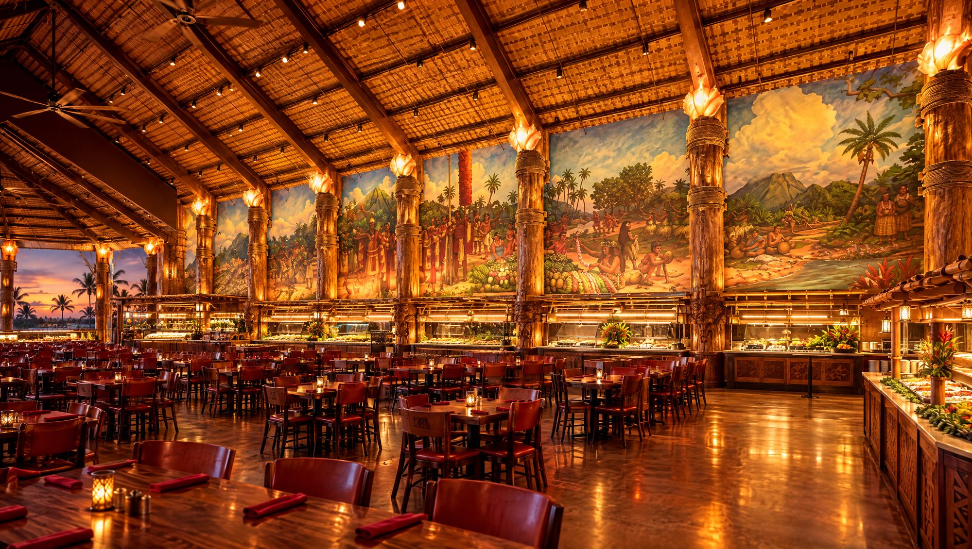 The Gateway dining hall at dusk